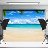 Lofaris Gradient Seawater Beach Leaves Photography Backdrop